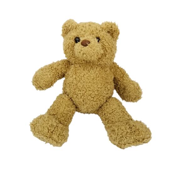 Build A Bear BAB Tan Curly Bear Plush Stuffed Animal Toy Faux Leather Paws Vtg - Picture 1 of 8